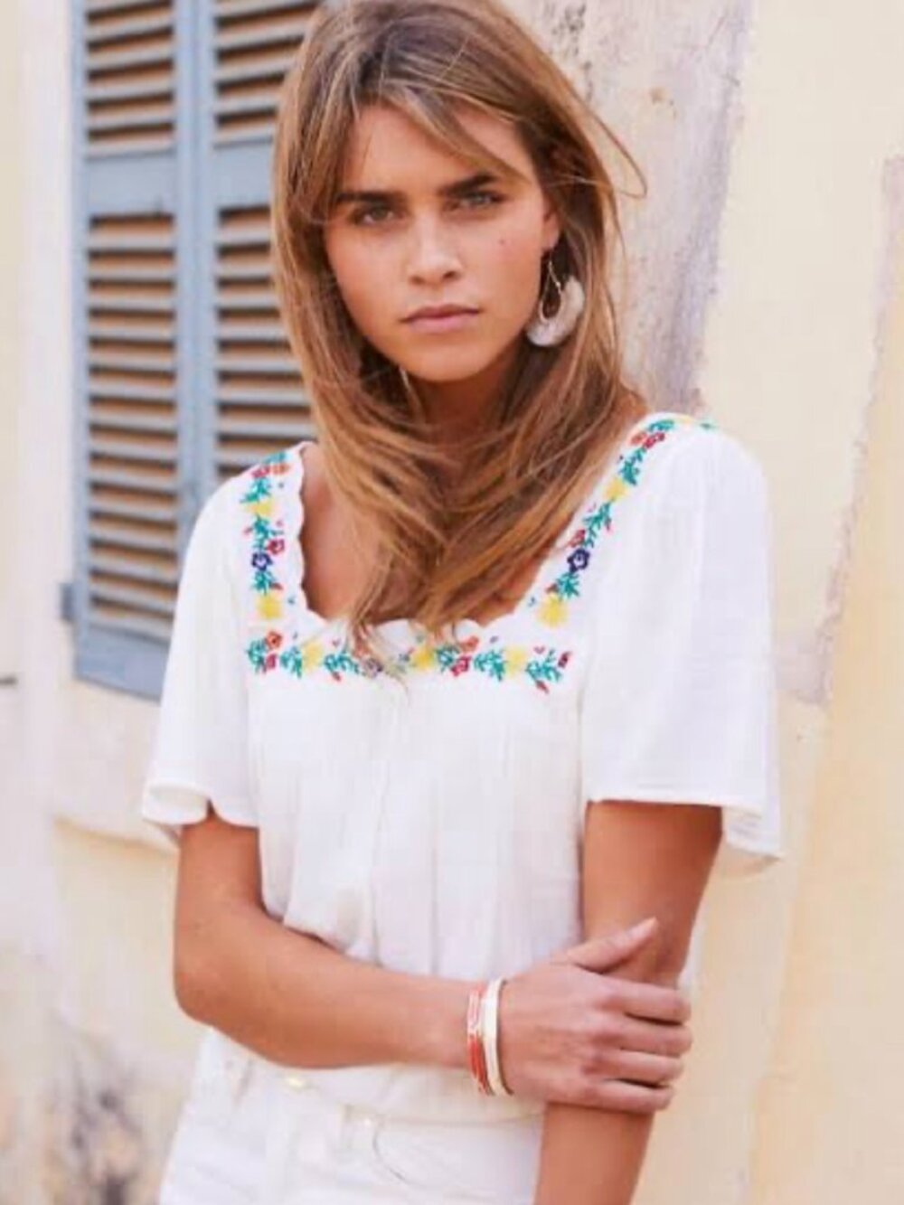 Sézane White Embroidered Cotton Gauze Béa Blouse Size - Size 40 Fr/ 10 US